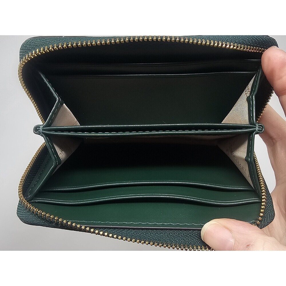 Michael Kors Jet Set Pebbled Leather Zip Card Case Wallet Moss Green NWOT - Picture 7 of 11